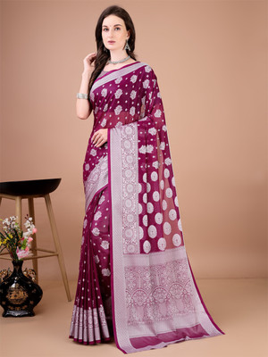 Divastri Woven Kanjivaram Silk Blend Saree(Purple)