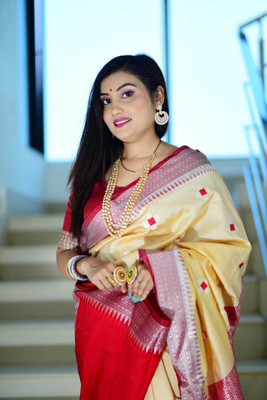 ZIMAL HANDLOOM Woven Banarasi Jacquard Saree(Dark Blue)