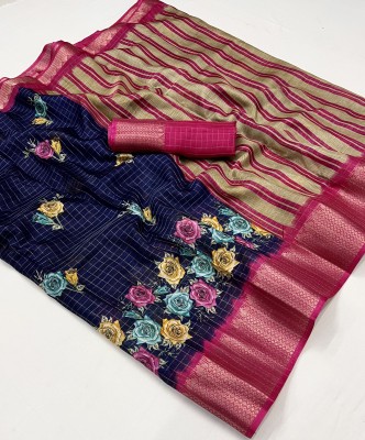 KOMAL NX Digital Print Bollywood Silk Blend Saree(Blue, Pink)