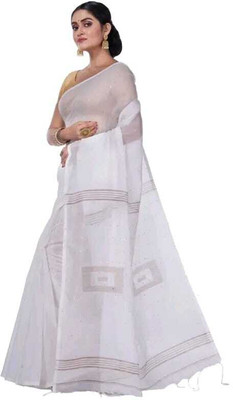 Maa laxmi saree center Printed Tant Pure Cotton Saree(Silver)