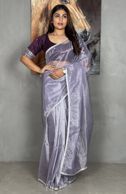 RUCHKET Embroidered Bollywood Net Saree(Purple)