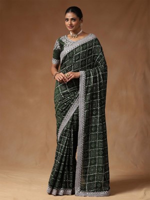 Sareemall Printed Bollywood Silk Blend Saree(Green)