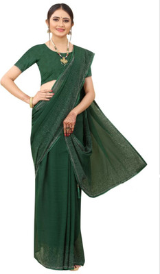 Queenhive Self Design Bollywood Georgette Saree(Green)