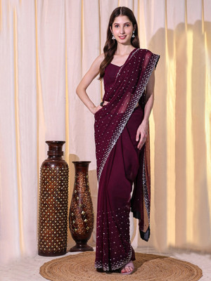 Looootnest Self Design Bollywood Georgette Saree(Purple)