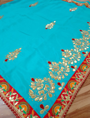 Bhojal Creation Embroidered Bollywood Chiffon Saree(Light Blue)