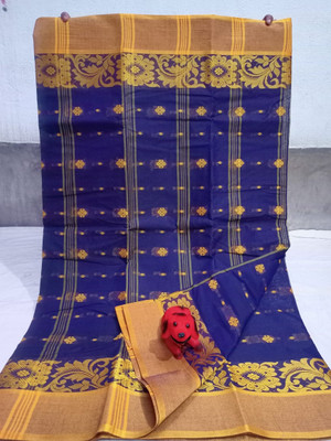 Sonalisari Self Design Tant Pure Cotton Saree(Dark Blue)