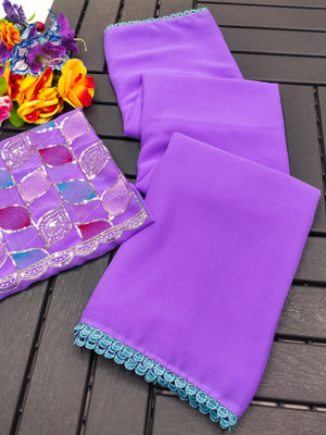 KALPNA CREATION Solid/Plain Bollywood Georgette Saree(Multicolor)