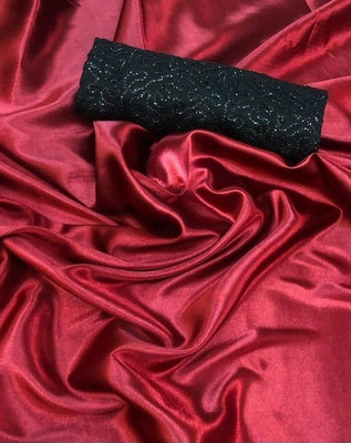 Arpita Fashion Solid/Plain, Self Design Bollywood Satin Saree(Red)