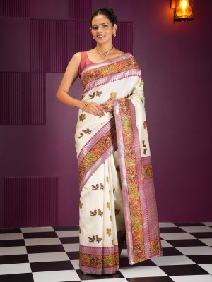 MIMOSA Woven Banarasi Art Silk Saree(Beige)