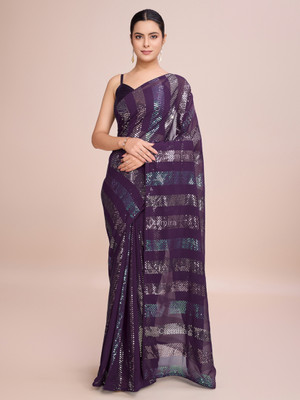 Divastri Self Design Bollywood Georgette Saree(Purple)