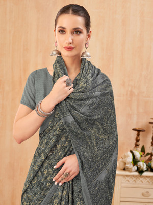 ANOUK Printed Daily Wear Georgette Saree(Grey)