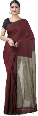 GitAsit Woven Handloom Pure Cotton Saree(Maroon)