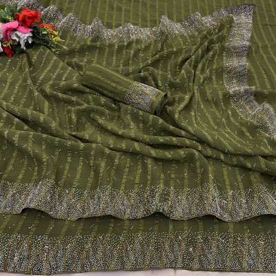 ZOYAL ENTERPRISE Embellished Bollywood Georgette Saree(Light Green)