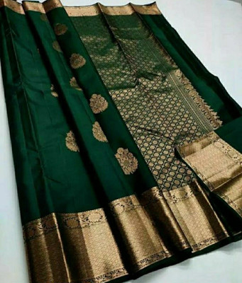 HouseOfCommon Self Design Kanjivaram Pure Silk Saree(Green)