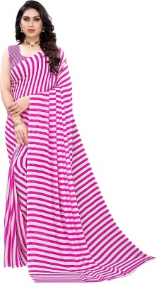 Mittal Saree Emporium Striped Leheria Georgette Saree(Pink)