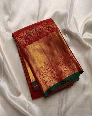 WOMENELEGENCE Embellished Banarasi Pure Silk Saree(Maroon)