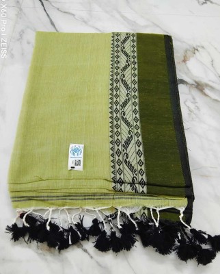 AdhikariLaxmi Printed Handloom Cotton Blend Saree(Green)