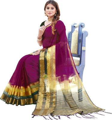 Aarunika LGF Solid/Plain Bollywood Organza Saree(Magenta)