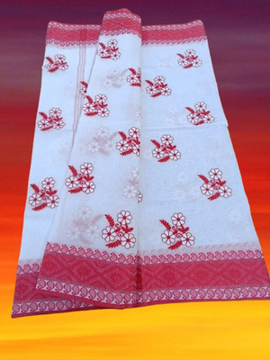 Happy Creation Woven Jamdani Handloom Cotton Blend Saree(Multicolor)