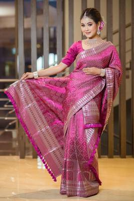 Fedilla Self Design Mekhela Chador Cotton Silk Saree Price History