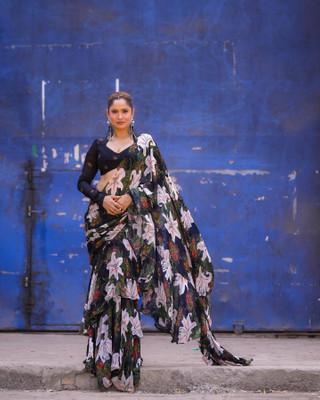 Sitanjali Lifestyle Printed Bollywood Georgette Saree(Multicolor)