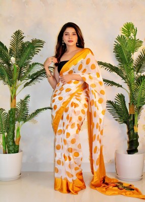 Sitanjali Lifestyle Printed Bollywood Georgette, Satin Saree(Yellow)