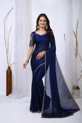 Sperova Solid/Plain Daily Wear Pure Silk Saree(Blue)