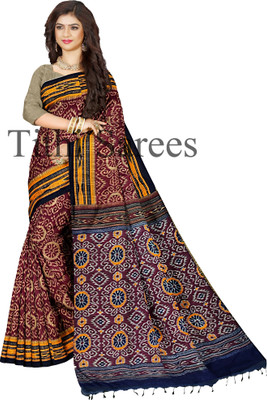 maadurga Printed Sambalpuri Cotton Blend Saree(Purple)