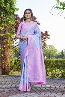 MANJULA SAREE Woven Banarasi Cotton Silk Saree(Blue)