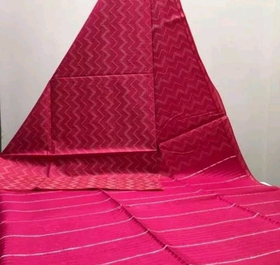 A R HANDLOOM Woven, Self Design, Solid/Plain Bhagalpuri Dupion Silk Saree(Pink)