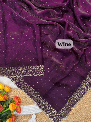 STITCH N SOLUS Embellished Bollywood Georgette Saree(Purple)