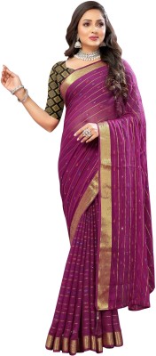 Aardiva Woven Bollywood Chiffon Saree(Purple)