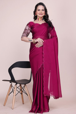 Default Solid/Plain, Self Design Bollywood Art Silk Saree(Red)