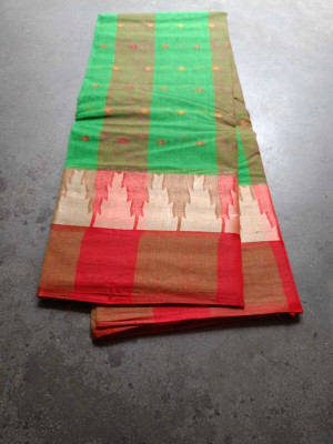 Reba saree center Self Design Tant Pure Cotton Saree(Multicolor)