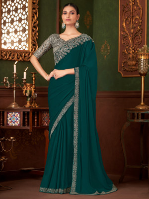 Sareemall Embellished Bollywood Chiffon Saree(Green)