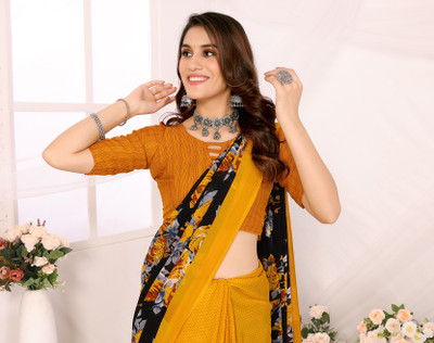 YASHIKA Printed Bollywood Georgette Saree(Yellow)
