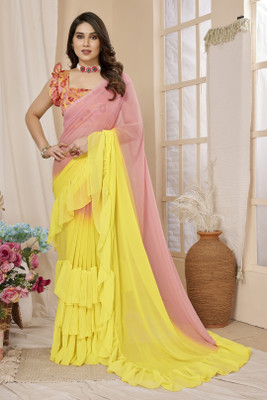 VARNI DESIGNER HUB Self Design Bollywood Georgette Saree(Pink)