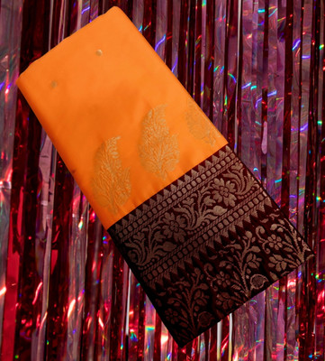 KIRSILK Self Design, Solid/Plain Banarasi Art Silk Saree(Yellow)