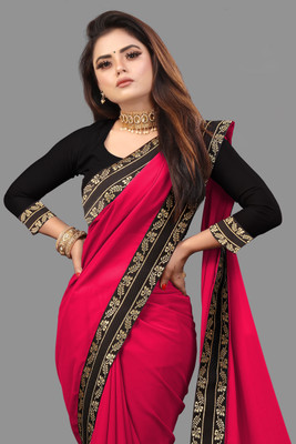 61&7nx Embroidered Bollywood Georgette Saree(Red)