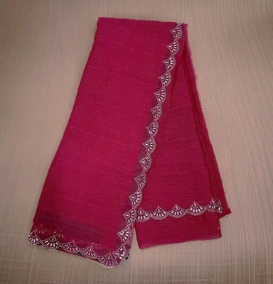 riyanshi fashion Self Design, Embellished Bollywood Georgette Saree(Pink)