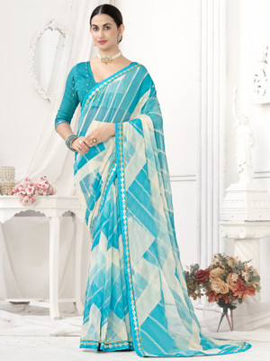 Tasrika Embellished Bollywood Chiffon Saree(Blue)