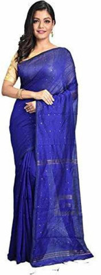 Pal Handloom Woven Handloom Cotton Blend Saree(Blue)