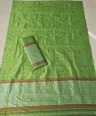 vrajnetic Woven Mekhela Chador Pure Silk Saree(Multicolor)