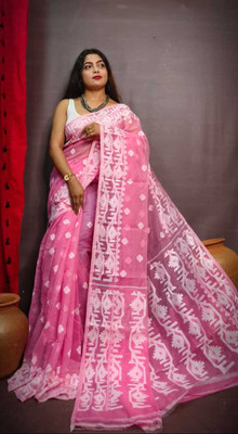 S.K. HOUSE Self Design Jamdani Cotton Silk Saree(Multicolor)