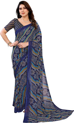 Moda Rapido Printed Daily Wear Georgette Saree(Blue)