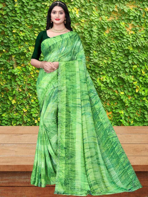 HouseOfCommon Ombre Bollywood Georgette Saree(Green)