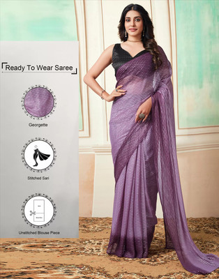 Riddhi textile Hub Woven Handloom Georgette Saree(Purple)