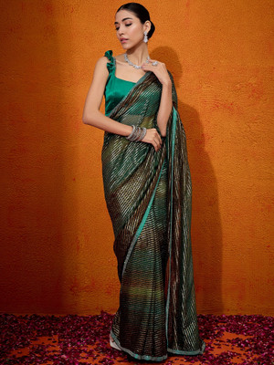 Divastri Embellished Bollywood Georgette Saree(Dark Green)