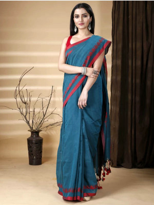 RM CREATION Solid/Plain Handloom Handloom Pure Cotton Saree(Multicolor)