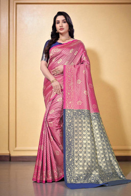 JAY KHODIYAR EMBROIDERY Self Design, Woven Bollywood Jacquard Saree(Pink)